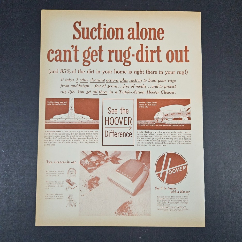 1953 Hoover Vacuum Cleaner Vintage Print Ad Canton OH Hamilton‎ Ontario Perivale
